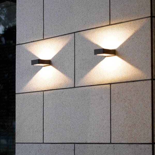 Trio Lighting LED venkovní nástěnné svítidlo RENO, antracitová, šířka 12 cm, kov, IP54, Černá, Hliník, Moderní