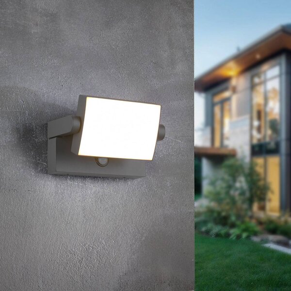 Trio Lighting LED senzorové venkovní nástěnné svítidlo KANSAS antracitová šířka 20 cm IP54, Černá, Hliník, Moderní