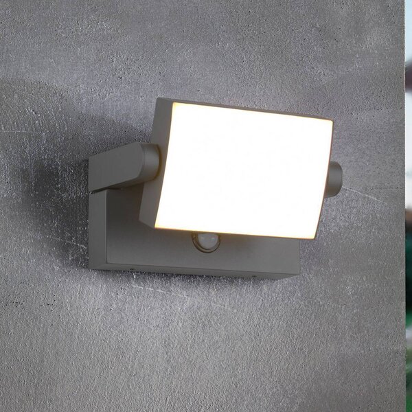 Trio Lighting LED senzorové venkovní nástěnné svítidlo KANSAS antracitová šířka 20 cm IP54, Černá, Hliník, Moderní