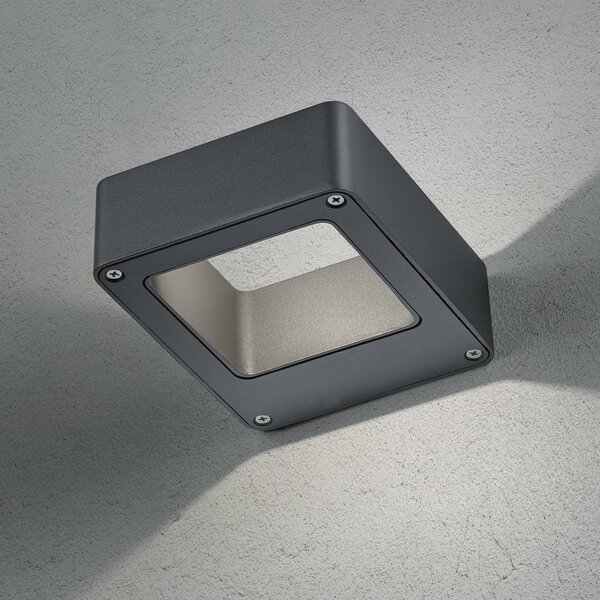 Trio Lighting LED venkovní nástěnné svítidlo RENO, antracitová, šířka 12 cm, kov, IP54, Černá, Hliník, Moderní