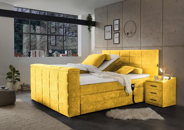 POSTEL BOXSPRING, 180/200 cm, žlutá Carryhome - Manželské postele, Online Only