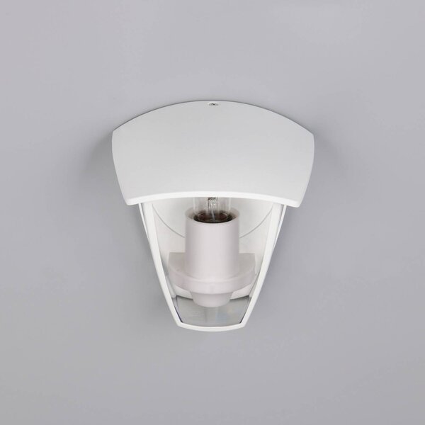 Trio Lighting Venkovní nástěnné svítidlo VENTA, bílé, objímka nahoře, výška 24 cm, IP44, stmívatelný, Bílá / opál, Hliník, Lucerna