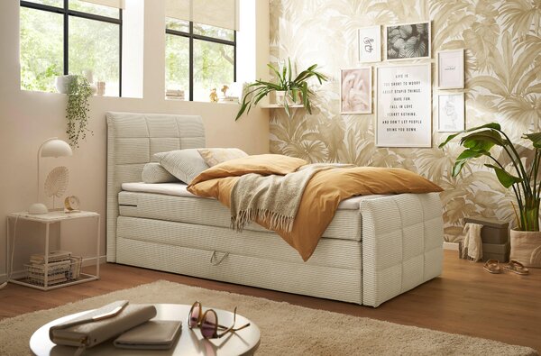 POSTEL BOXSPRING, 100/200 cm, krémová MID.YOU - Postele s úložným prostorem, Online Only