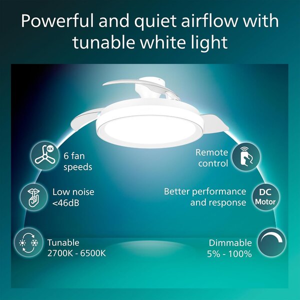 Bliss DC stropní ventilátor a svítidlo 28W+35W bílý