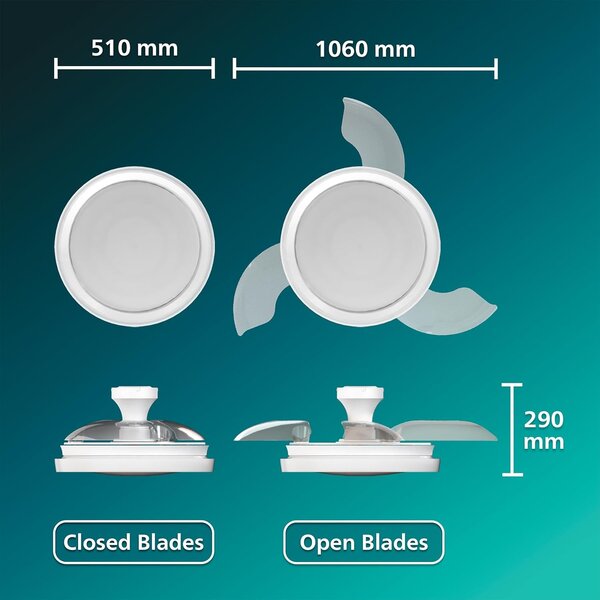 Bliss DC stropní ventilátor a svítidlo 28W+35W bílý