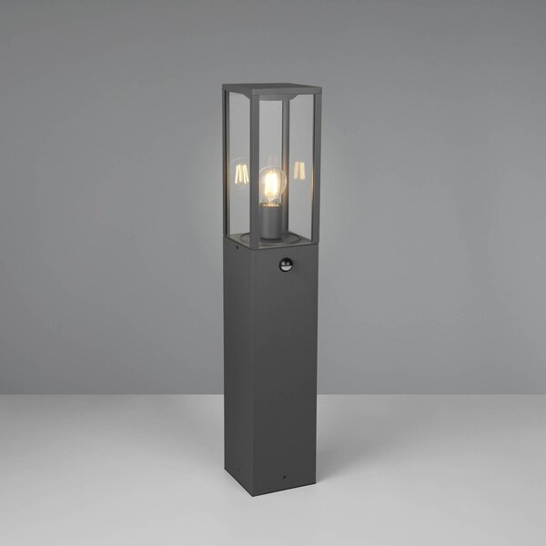 Trio Lighting Senzorové osvětlení cesty GARONNE, antracitová, výška 80 cm, kov IP44, stmívatelný, Černá, Hliník, Moderní