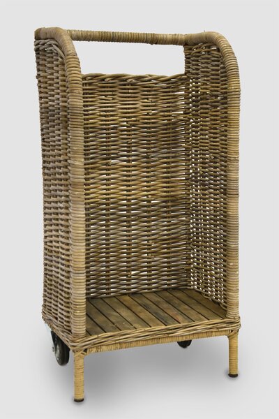Vingo Ratanový stojan na dřevo na kolečkách, 50x100 cm