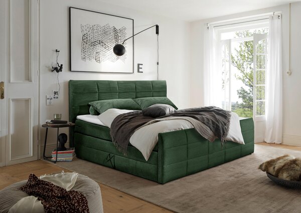 POSTEL BOXSPRING, 180/200 cm, olivově zelená MID.YOU - Postele s úložným prostorem, Online Only