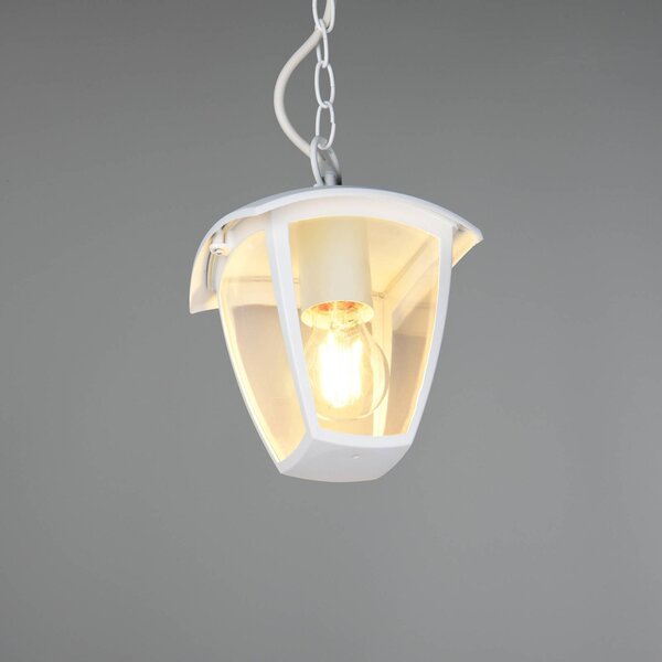 Trio Lighting Venkovní závěsné svítidlo VENTA, bílé, 17 x cm, kov, IP44, stmívatelný, Bílá / opál, Hliník, Lucerna