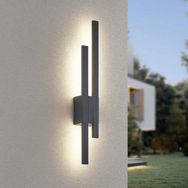 Trio Lighting LED venkovní nástěnné svítidlo TAWA, antracitová, 62 cm, kovová, 2křídlá, IP54, Černá, Hliník, Moderní