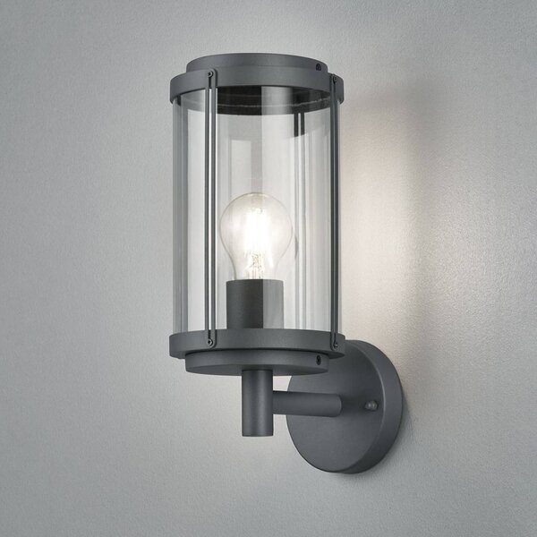 Trio Lighting Venkovní nástěnné svítidlo TANARO, antracitová barva, výška 33 cm, kov, IP44, stmívatelný, Černá, Hliník, Moderní, Nástěnné svítidlo