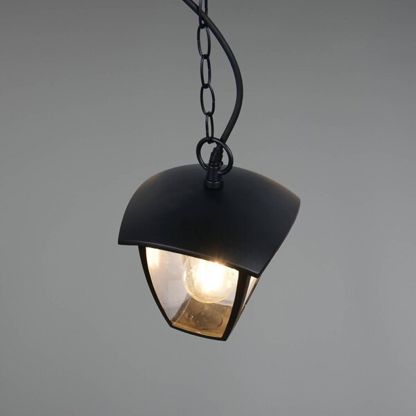 Trio Lighting Venkovní závěsné svítidlo VENTA, černé, 17 x cm, kov, IP44, stmívatelný, Černá, Hliník, Lucerna