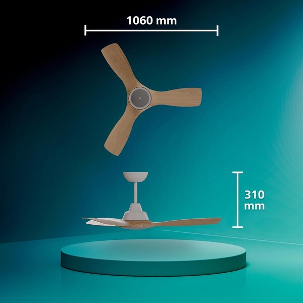 Olas stropní ventilátor a svítidlo 35W+24W bílá a dřevo