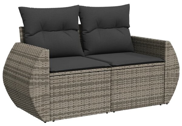 9dílná zahradní sedací souprava s poduškami šedá polyratan
