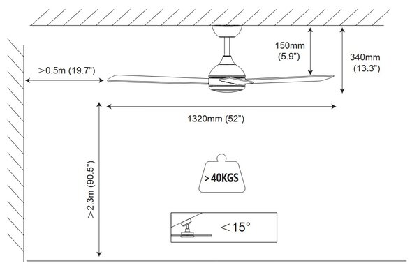 Velyx stropní ventilátor a svítidlo 32W+24W LT OFF