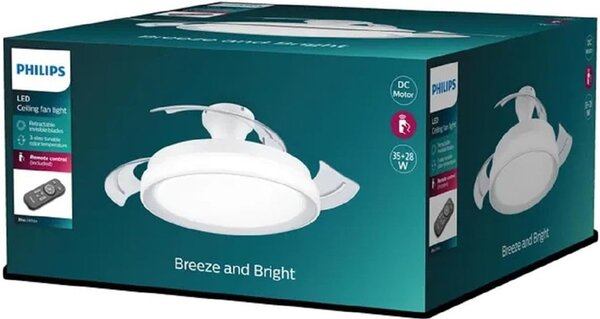 Tynl zatahovací ventilátor a svítidlo 32W+35W WH OFF