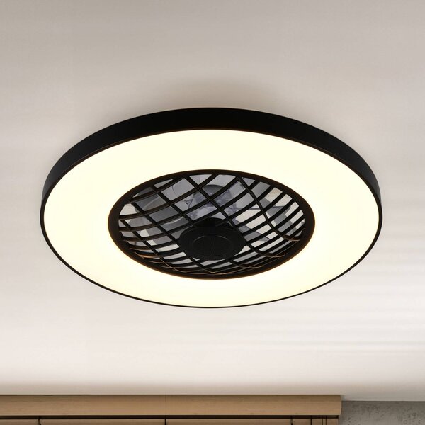 Reality Leuchten LED ventilátor Linköping tichý RGB dálkové ovládání reproduktor, stmívatelný, Černá, Obývací pokoj / jídelna, Plast, Moderní