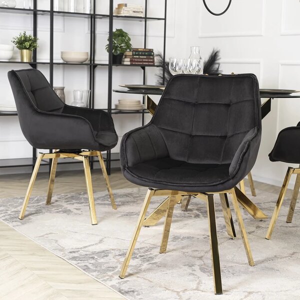 Designová otočná jídelní židle Novara černá velur