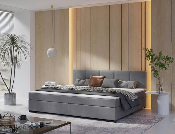 POSTEL BOXSPRING, 240/200 cm, světle šedá MID.YOU - Manželské postele, Online Only