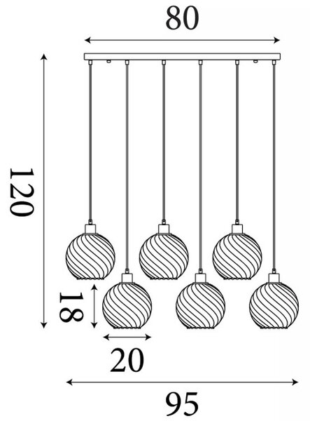 Searchlight 44520-6CP Závěsné svítidlo RADIANCE CHAMPAGNE optické sklo