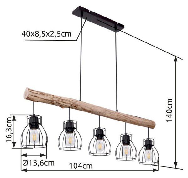 ZÁVĚSNÉ SVÍTIDLO, 104/13,6/140 cm Novel - Závěsná světla