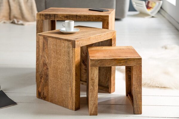 Set odkládacích stolků Timber mango přírodní - 3 ks