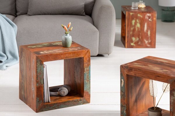 Designový odkládací stolek Jacktar 45 cm recyklované dřevo