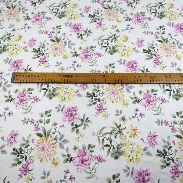 Ervi bavlna š.240cm - barevné květiny na bílém - 25854-4, metráž