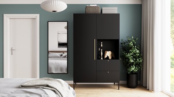 Šatní skříň LANZZI 120 Barva: Černá / dub artisan