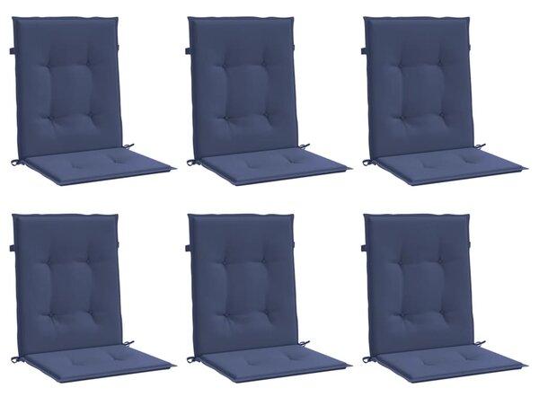 Podušky na židli s nízkým opěradlem 6 ks námořnická modř textil