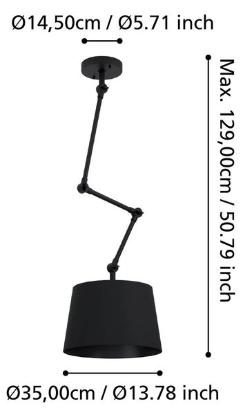 STROPNÍ SVÍTIDLO, 35/129 cm Eglo - Online Only svítidla, Online Only