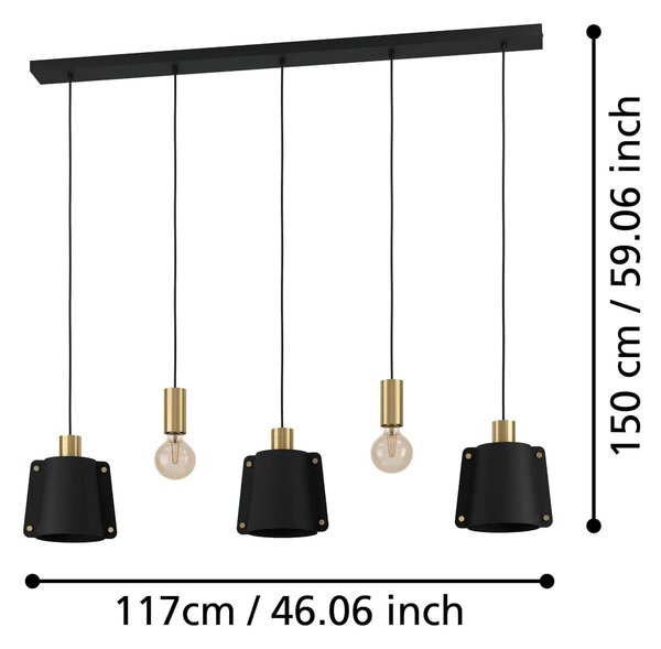 ZÁVĚSNÉ SVÍTIDLO, 121,5/16/150 cm Eglo - Online Only svítidla, Online Only