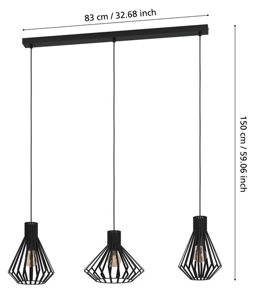 ZÁVĚSNÉ SVÍTIDLO, 96/27/150 cm Eglo - Online Only svítidla, Online Only