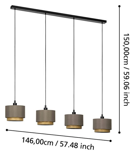 ZÁVĚSNÉ SVÍTIDLO, 146/23/150 cm Eglo - Online Only svítidla, Online Only