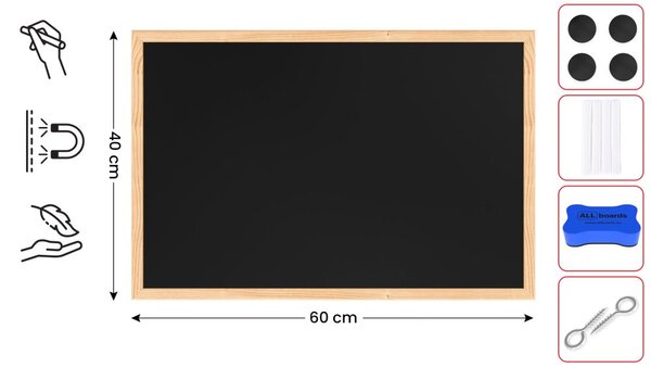 ALLboards NATURAL TM64BKB magnetická tabule 60 x 40 cm