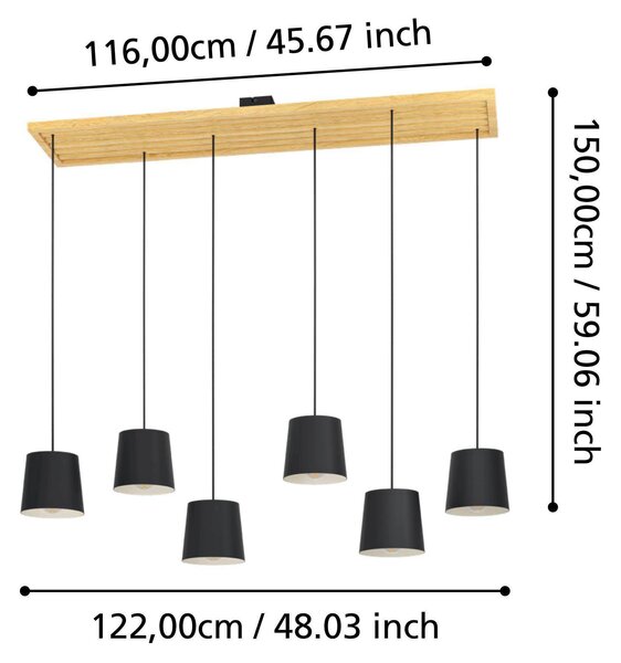 ZÁVĚSNÉ SVÍTIDLO, 122/15/150 cm Eglo - Online Only svítidla, Online Only