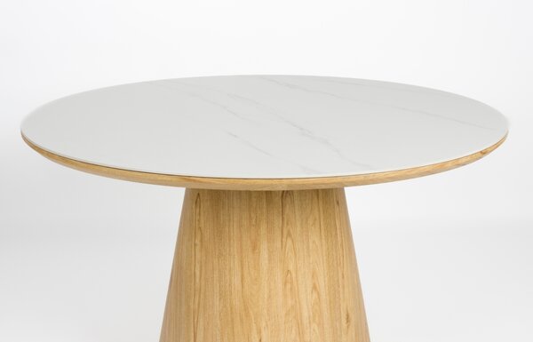 White Label Dubový jídelní stůl ALMIRA 115 cm s mramorovým dekorem