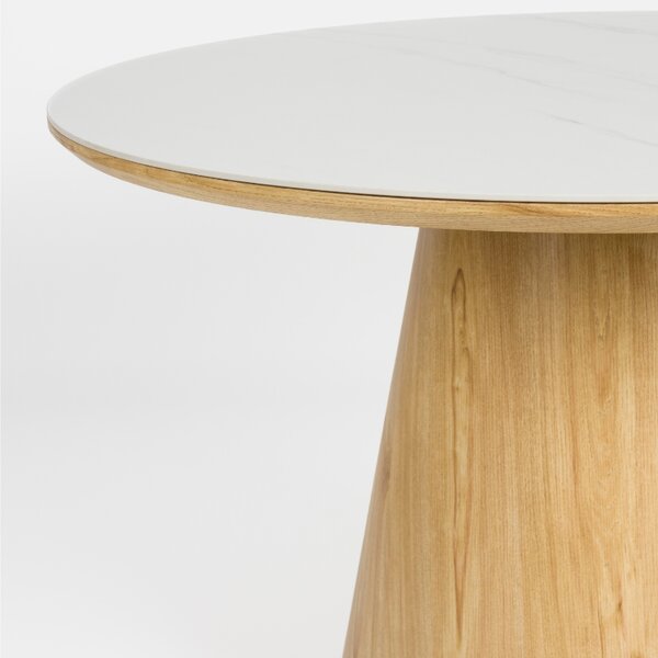 White Label Dubový jídelní stůl ALMIRA 115 cm s mramorovým dekorem