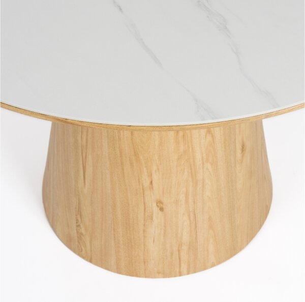White Label Dubový jídelní stůl ALMIRA 115 cm s mramorovým dekorem