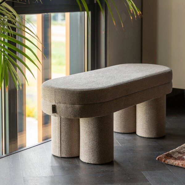 Béžová bouclé lavice DUTCHBONE FERN 110 cm