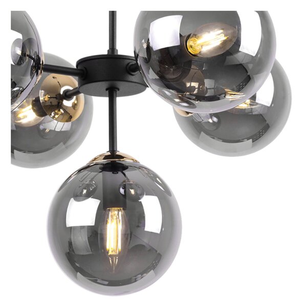 Light for home - Závěsné světlo s nastavitelnou délkou a možností připojení k podvojnému vypínači"IMPERIA", 5x40W, E14, Černá