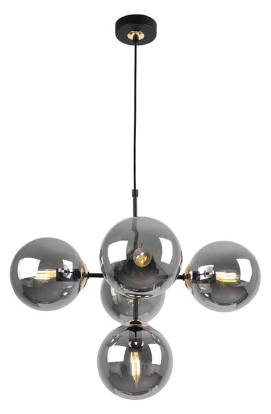 Light for home - Závěsné světlo s nastavitelnou délkou a možností připojení k podvojnému vypínači"IMPERIA", 5x40W, E14, Černá