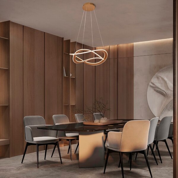 Zlaté kovové závěsné LED světlo Nova Luce Celestia 60 cm