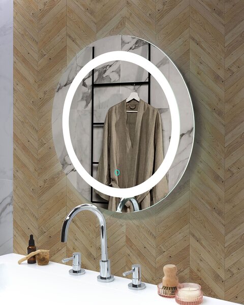 LED koupelnové zrcadlo SELUNE 58 cm 58 cm Stříbrná
