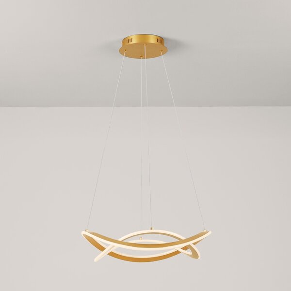 Zlaté kovové závěsné LED světlo Nova Luce Celestia 60 cm