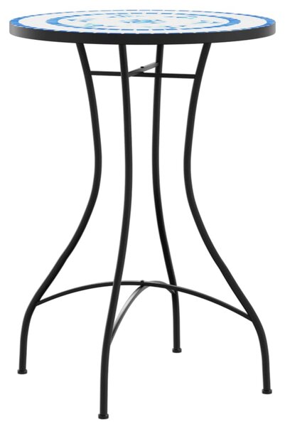 Mozaikový bistro set modrý a bílý železo a keramika
