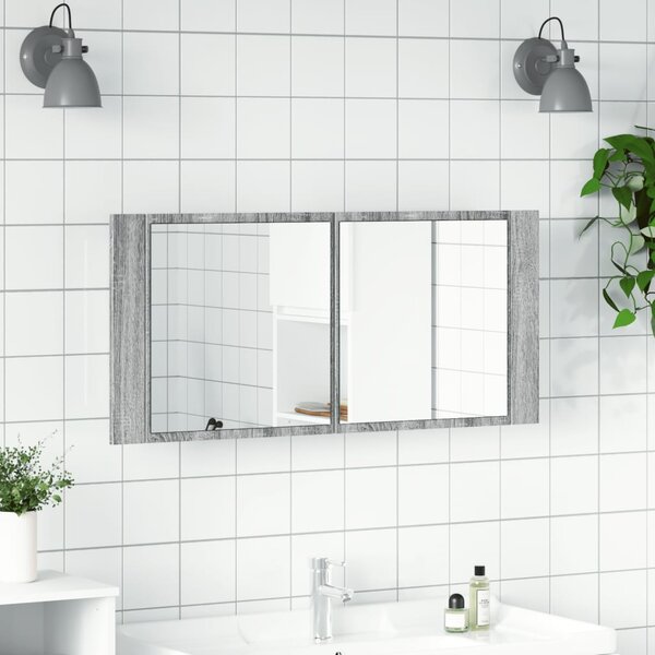 LED koupelnová skříňka se zrcadlem šedá sonoma 100 x 12 x 45 cm