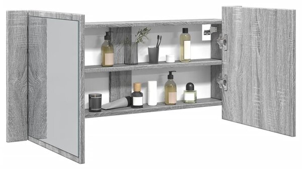 LED koupelnová skříňka se zrcadlem šedá sonoma 100 x 12 x 45 cm