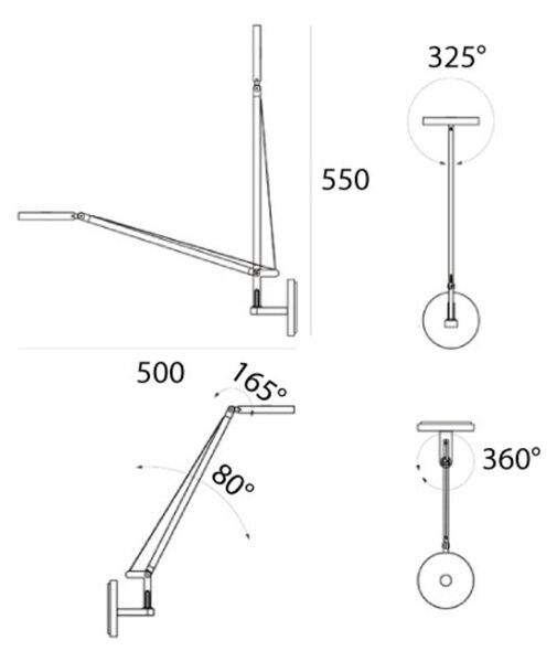 Artemide nástěnné svítidlo Demetra Micro 6 W 2700K stmívatelné antracit
