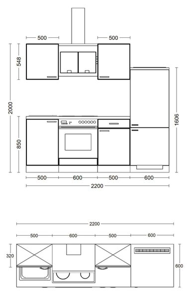 KUCHYŇSKÁ LINKA AVILA 220 cm FlexWell - Online Only kuchyňské linky, Online Only